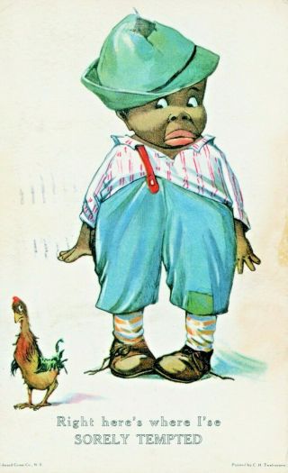 Charles Twelvetrees Black Americana Young Black Boy Looking Guilty & Chicken.