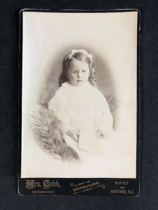 Zealand Victorian Cabinet Card: Girl Book Named Tuke: Cobb: Napier Hastings