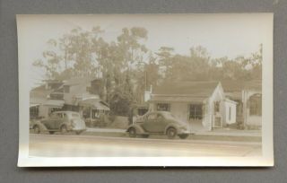 Vintage 1938 Shops Street Scene Old Cars Laguna Beach Ca Photo