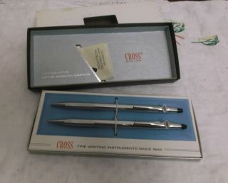 Vintage Cross Lustrous Chrome Pen & Pencil Set - 3501