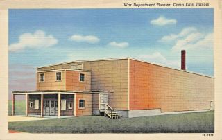 Camp Ellis Illinois War Department Theatre 1944 Ww2 Soldier Message Postcard