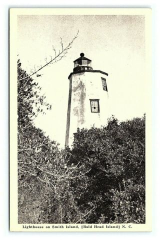 Vintage Postcard Lighthouse Light House Smith Island Bald Head North Carolina E5