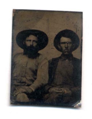 Gem Tintype 2 Rough Looking Dudes With Big Hats Cowboys ?