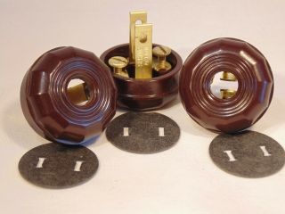 3 Brown Mid Century Old Stock Bakelite Plugs For Tiffany Handel B&h Lamp Fan