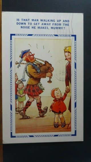 Bamforth Comic Postcard: Scottish Bagpipes & Kilt Humour