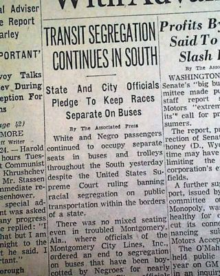 Southern Bus Segregation Montgomery Alabama Boycott Continues 1956 Old Newspaper
