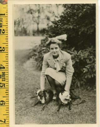 Vintage Boston Terrier Dog Woman Photo