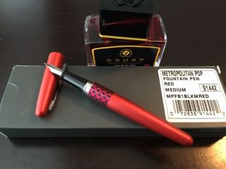 Pilot Metropolitan Red Fountain Pen With Red Ink
