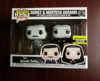 Funko Pop The Addams Family Gomez & Morticia Addams Black & White Ee Exclusive