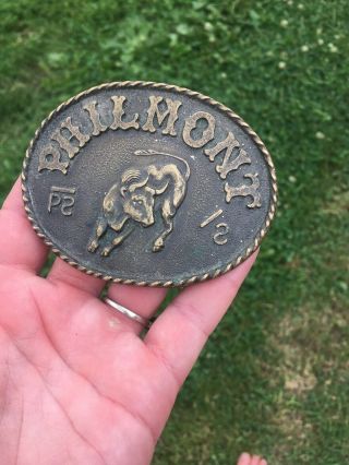 Old Philmont Scout Camp Brass Belt Buckle Steer Brand Ranch