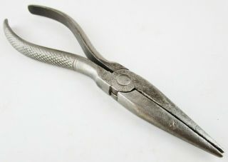 Old Atlas Tool Co.  Needle Nose Pliers Cutters 5 - 5/8  Long Vintage Hand Tool