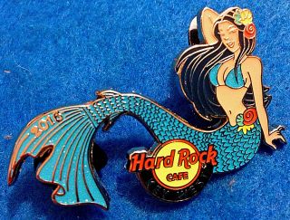 Key West Black Haired Blue Tail Mermaid Girl Shell Decoration Hard Rock Cafe Pin