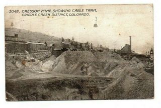 1923 Postcard Cresson Mine Cripple Creek Co Colorado Mining Cable Tram Rare