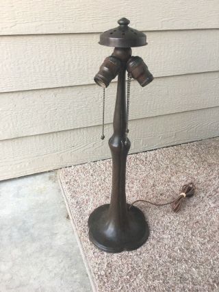 Handel Lamp Base,  Leaded,  Slag,  Stained Glass Shade,  Hubbell Sockets