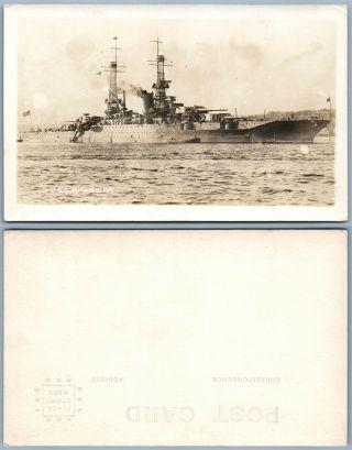 U.  S.  S.  Mississippi Military Ship Antique Real Photo Postcard Rppc