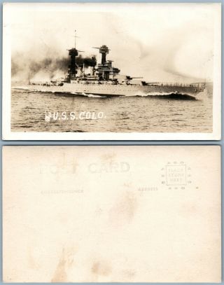 U.  S.  S.  Colorado Military Ship Antique Real Photo Postcard Rppc