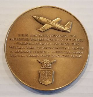 CHARLES L YEAGER FIRST SUPERSONIC FLIGHT LARGE MEDAL TOKEN COIN 2