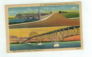 Ny Niagara Falls & Tonawanda York Antique Linen Post Card 2 Bridge Views