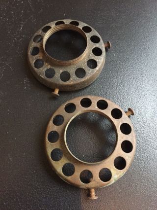 Pair Antique Brass Shade Holder 2 - 1/4 " Fitter Ring