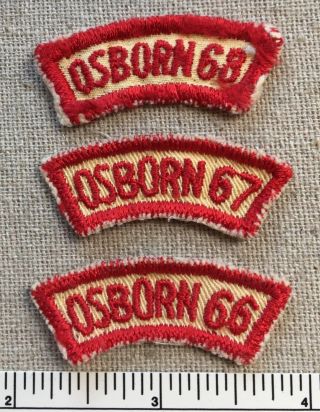 Three (3) Vintage 1960s Camp Osborn Boy Scout Segment Patches Chehaw Council Ga