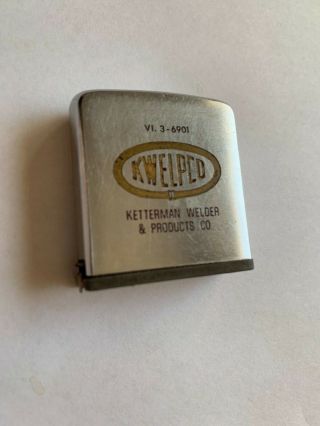 Vintage Zippo Advertising Pocket Tape Measure Kwelpco Ketterman Welder &products