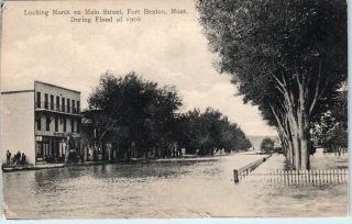 Fort Benton,  Mt Montana Main Street Scene Flood Of 1908 Postcard