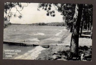 Vintage Rppc Postcard Of Woman Lake In Longville,  Minn.