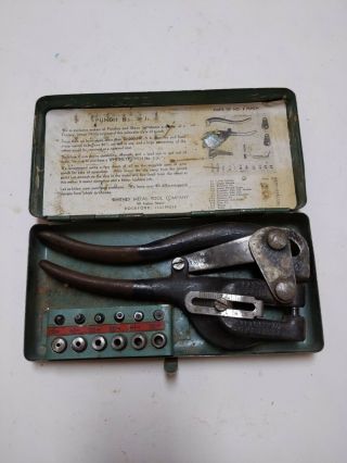 Vintage Whitney Sheet Metal Hand Punch No.  5 Jr.  W/ 7 Punches/dies & Box Usa
