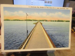 Vintage Old Postcard Ohio Sandusky Bay Bridge Route 2 To Port Clinton Baypoint
