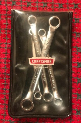 Vintage Craftsman 4 Pc Midget Box End Wrench Set 9 4379 Crown Logo