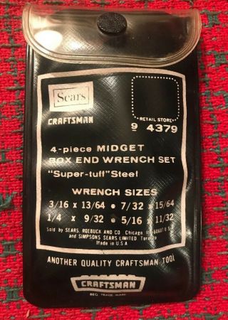 Vintage Craftsman 4 Pc Midget Box End Wrench Set 9 4379 Crown Logo 2