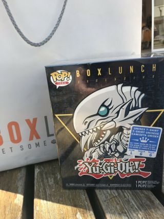 Funko Pop Yu - Gi - Oh Blue Eyes White Dragon Pop/tee Bundle Box Lunch Exclusive L