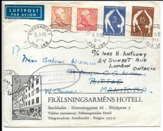 Sweden 1949 Cover To Canada - Not Airmail