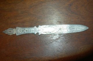 Ornate Silver Plated Antique Victorian Chased Letter Opener