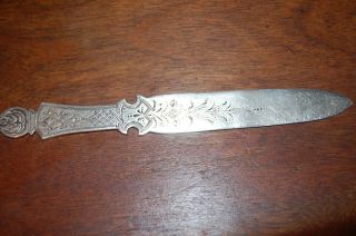 Ornate Silver plated Antique Victorian Chased Letter opener 2