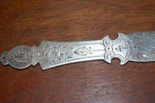 Ornate Silver plated Antique Victorian Chased Letter opener 3