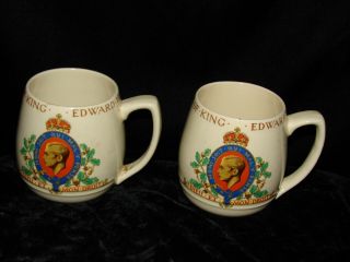 2 King Edward Viii English Porcelain May 1937 Coronation Mugs