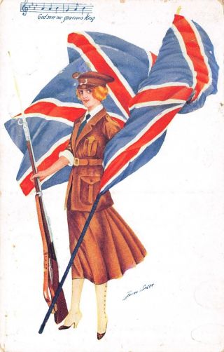 Xavier Sager Wwi National Anthems Lovely Lady Soldier Wrapped In British Flag
