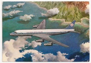 Royal Dutch Air Lines Klm Douglas Dc - 8 Jet Vintage Postcard