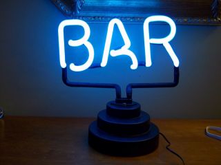 Blue Neon Bar Sign Illuminated Man Cave Led Tap Coors Bud Michelob