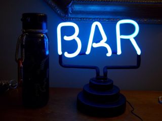 Blue neon bar sign illuminated man cave led tap coors bud michelob 2