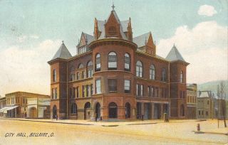 Bellaire Ohio City Hall The Nickleodeon M Steger Confectionery 1907 Postcard