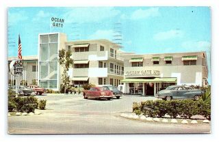 Vintage Postcard Ocean Gate Apartment Hotel Miami Beach 41 Florida H7