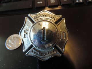 Obsolete Granite City Illinois 2 " Fire Department Engine Depot Hat Badge