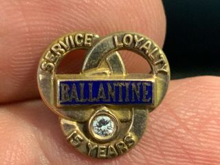 Ballantine Diamond 10k Gold 15 Years Of Loyal Service Award Pin.  Gorgeous.