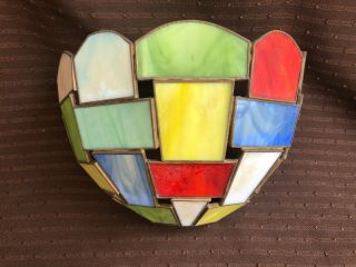 Vintage Tiffany Style Stained Glass Wall Sconce Lamp Shade 2