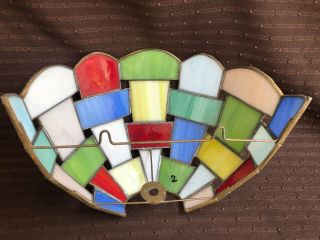VINTAGE TIFFANY STYLE STAINED GLASS WALL SCONCE LAMP SHADE 2 2