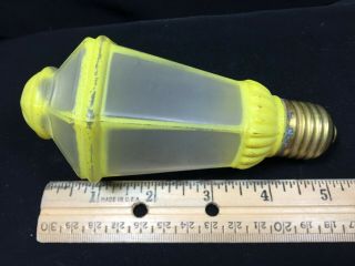 Vintage Figural Glass Light Bulb,  Lantern Shape,  Yellow 5 1/4 X 2 1/2 "