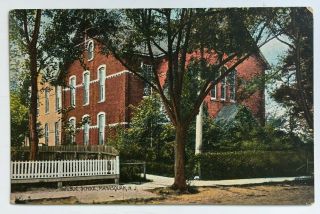 1910 Nj Postcard Manasquan Jersey Public School Building Sidewalk Monmouth