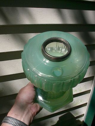 OLD 1934 GREEN MOONSTONE JADITE ALADDIN CATHEDRAL ANTIQUE OIL LAMP 3